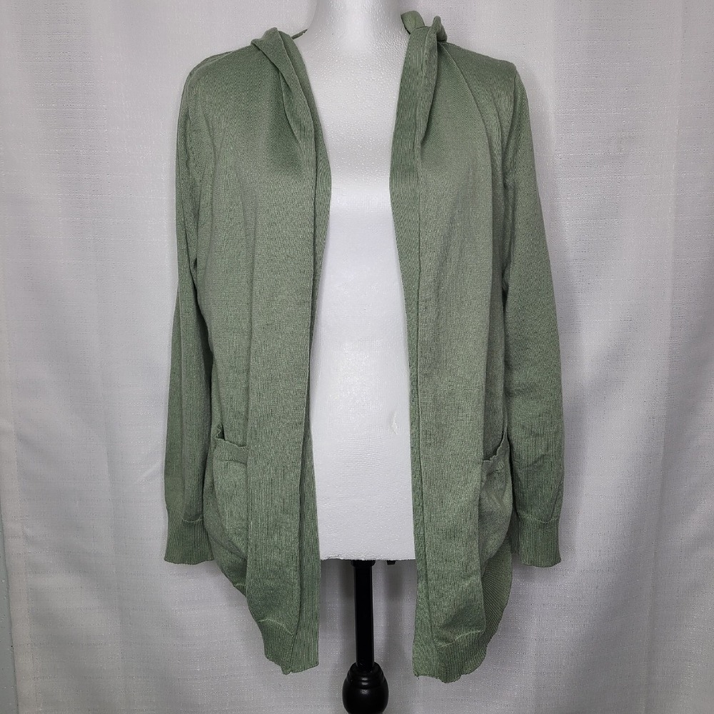 Peyton and Primrose Cardigan Womens Size Large Green Hoodied Longsleeve